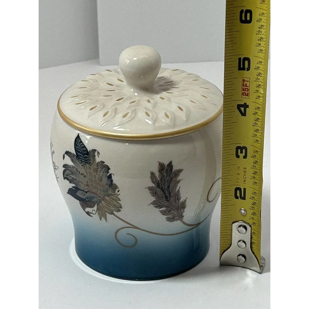 Feathered Flowers Sugar‎ Jar With Cover